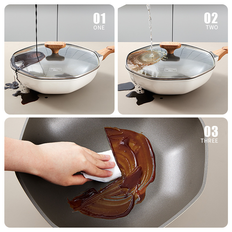 Sartén octogonal Wok de aluminio fundido antiadherente Cooking Master, apto para cocinas de inducción y gas, sartén universal para freír, olla para cocinar y guisar.