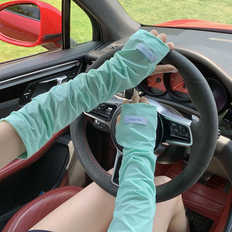 Protector solar manguito de hielo, color sólido, suelto y transpirable, conducción de verano, protección UV al aire libre, manga de protección solar de seda de hielo, hombre