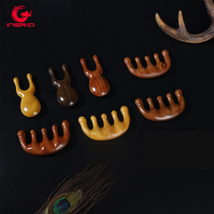 五齒圓頭頭皮按摩梳檀木梳頭部經絡梳頭療梳小青蛙按摩器鼻刮器