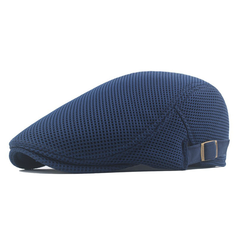 Unisex Hollow mesh cap Breathable beret for women tidal visor for men solid color forward_voghion.com