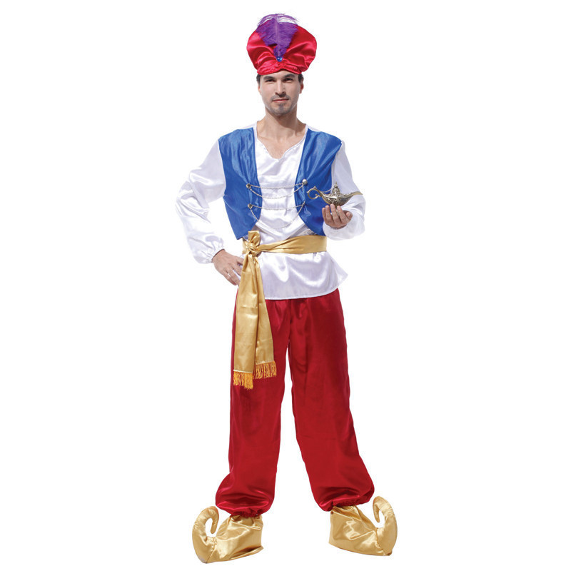 Halloween Arabian King Ball Cosplay Male Adult Aladdin Magic Lamp Prince Performance Costume_ecoleips.com