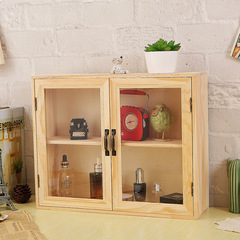 Log kitchen double door cup seasoning storage cabinet dust-proof transparent bubble mart display box blind box storage cabinet