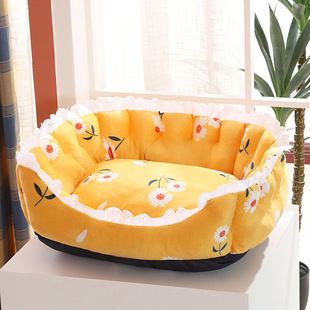 Special offer medium and small dog kennel autumn and winter warm crystal Velvet Teddy Bomei pet bed cat nest bite-resistant nest