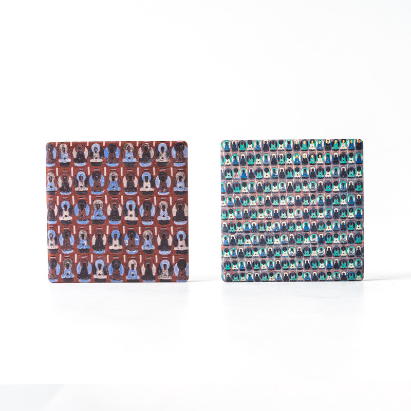 Dunhuang Mogao Grottoes Thousand Buddhas Mural Series Ceramic Magnetic Refrigerator Magnets National Trend Dunhuang Cultural and Creative Refrigerator Decorative Magnets