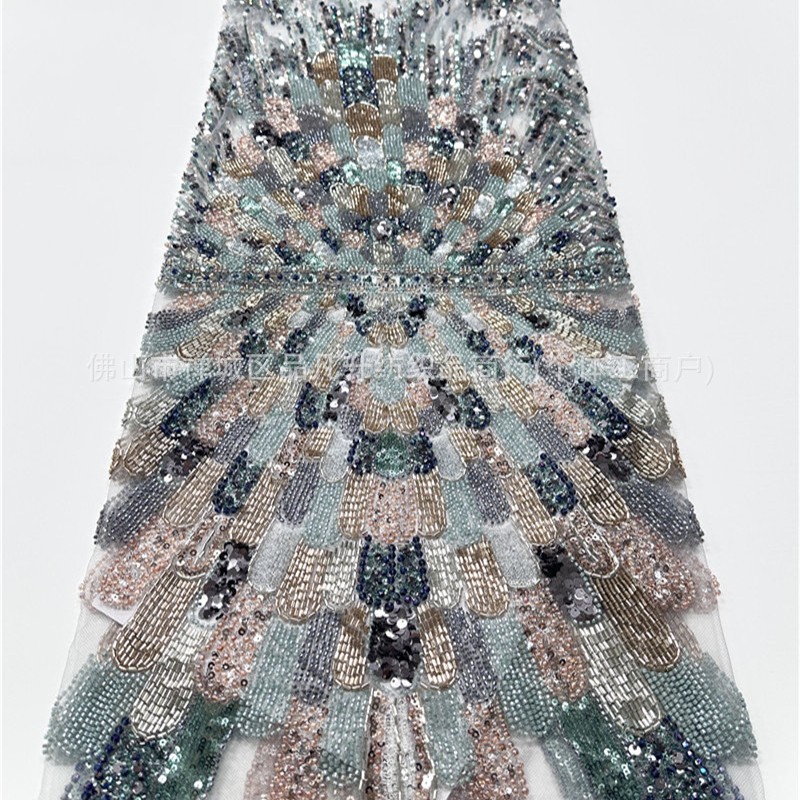 Fan radiante anchoa bordada tela de malla alfombra roja delgada desfile ligera cena alta tela de vestido image 1