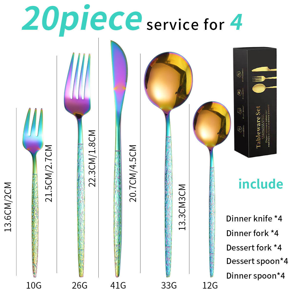 색상 20 조각 세트/4 명