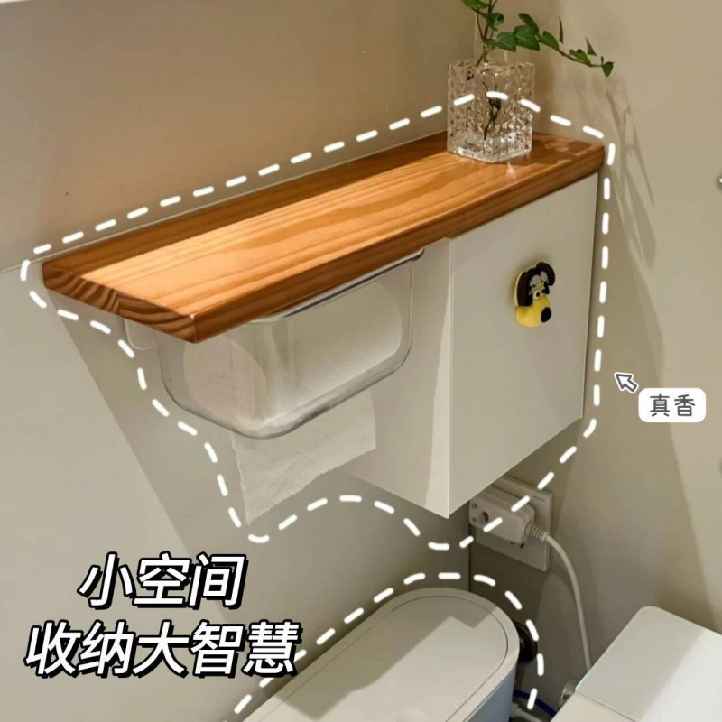 Bathroom Tissue Storage Box Internet Celebrity New Wall-Mounted Storage Rack Toilet Bathroom Waterproof Storage Transparent Style
