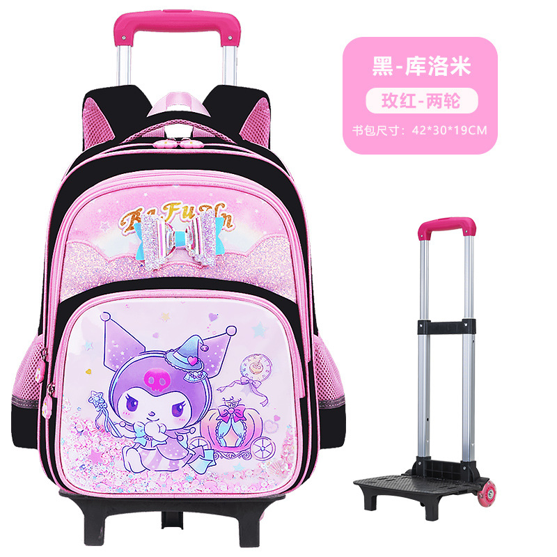 Mochila Escolar con Rodillos para Niñas Grado 1-3-6 de Tela Oxford Impermeable para Escuela Primaria