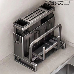 收纳架家用菜刀多功能刀具砧板一体厨房置物架菜板筷子筒锅盖架