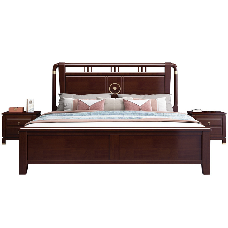 新中式实木床1.8米主卧双人床现代简约1.5米中国风气压抽屉储物床