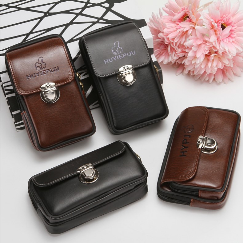 Men's Solid Color Pu Leather Lock Clasp Phone Wallets display picture 8