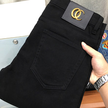 黑色牛仔裤男春秋款欧货潮流韩版休闲百搭弹力修身小脚裤