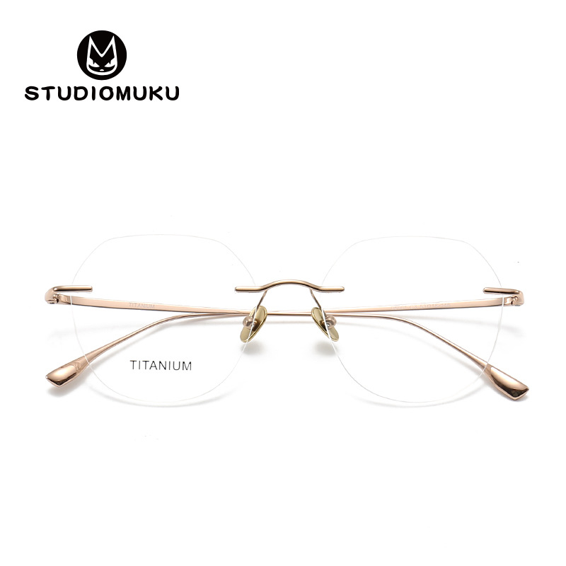 Gafas de madera STUDIOMUKU Marco de gafas sin marco simple y cómodo Marco de gafas sin marco para mejorar el gusto