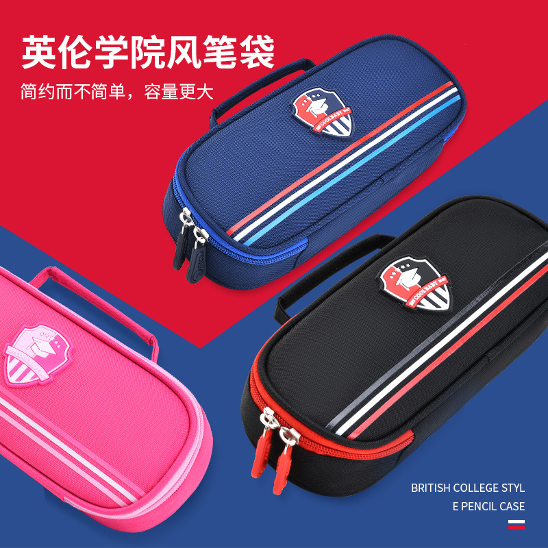 Gran capacidad creativa británica lienzo lápiz caso niños de la escuela primaria simple Oxford paño niños y niñas lápiz papelería caja
