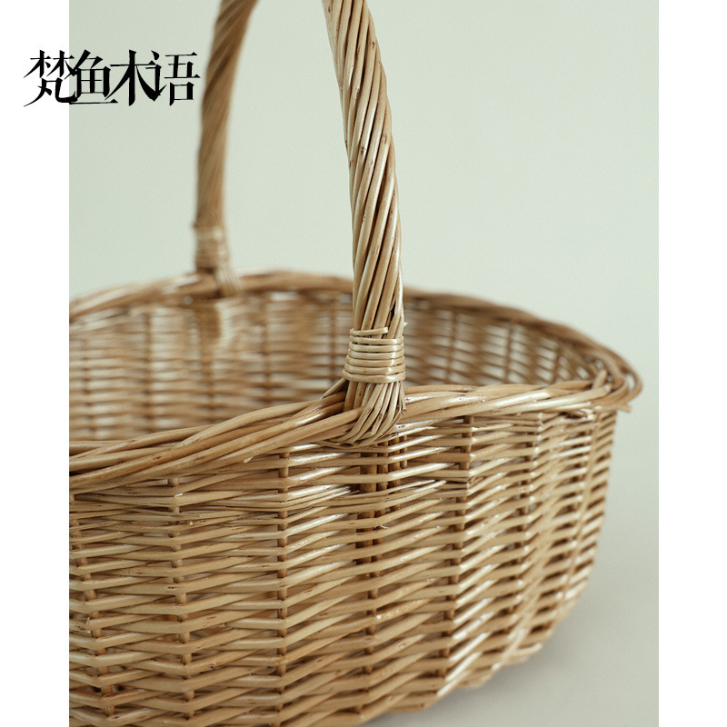 藤編み柳編み竹かご買い物かご小手提げかごピクニックかご用品ネット赤収納かご果物かご田園|undefined