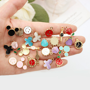 diy jewelry accessories oil dripping alloy watch clock rose smiley face rudder earrings bracelet keychain small pendant