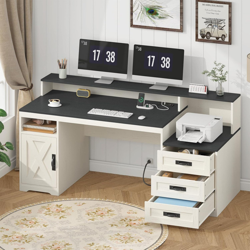 Multifunctional integrated workbench with printer storage area, enclosed study storage, computer writing desk, office desk Multifunctional integrated workbench with printer storage area, enclosed study storage, computer writing desk, office desk