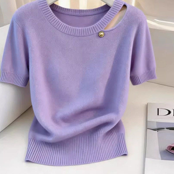 2026 New Summer Women's Knitwear, Unique and Stylish, Super Attractive, Commuter-Friendly, Niche Design, Short-Sleeved T-Shirt, Trendy 2026 New Summer Women's Knitwear, Unique and Stylish, Super Attractive, Commuter-Friendly, Niche Design, Short-Sleeved T-Shirt, Trendy