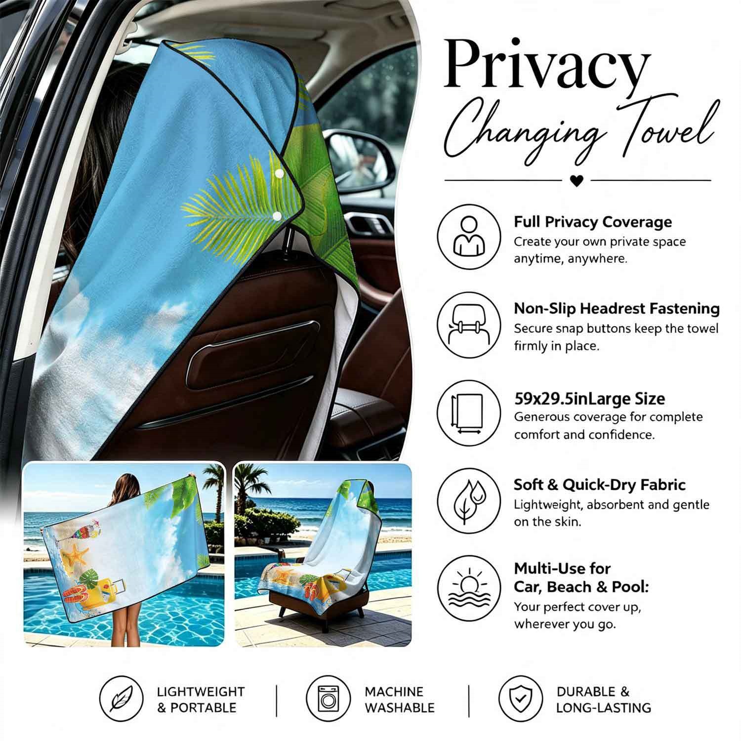 Summer bath towel and car seat cover 2-in-1, ultra-fine fiber outdoor beach and car dual-use universal seat cushion