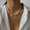 Necklace from pearl with letters, chain, jewelry, European style, Amazon, simple and elegant design