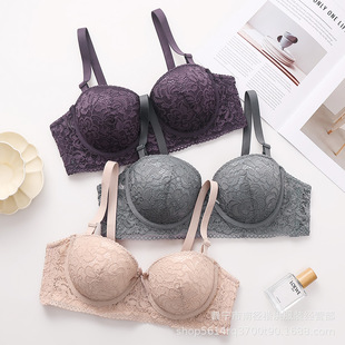 European and American Best-Selling Cross-Border Trade Factory Direct Sales Sexy Lace Underwear for Women Large Size with Steel Ring Push-Up Adjustment