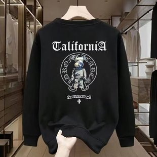 American Round Neck Long-Sleeved Tops Trendy Spring and Autum Sweatshirts for Men 2024 New Trendy Casual Versatile Printed Jackets