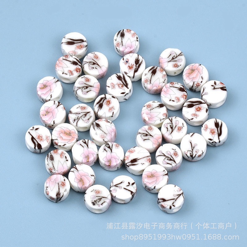 Flores de cerámica oblata esmalte de color decal de cerámica flores de estilo chino hechas a mano DIY collares pulseras pendientes accesorios