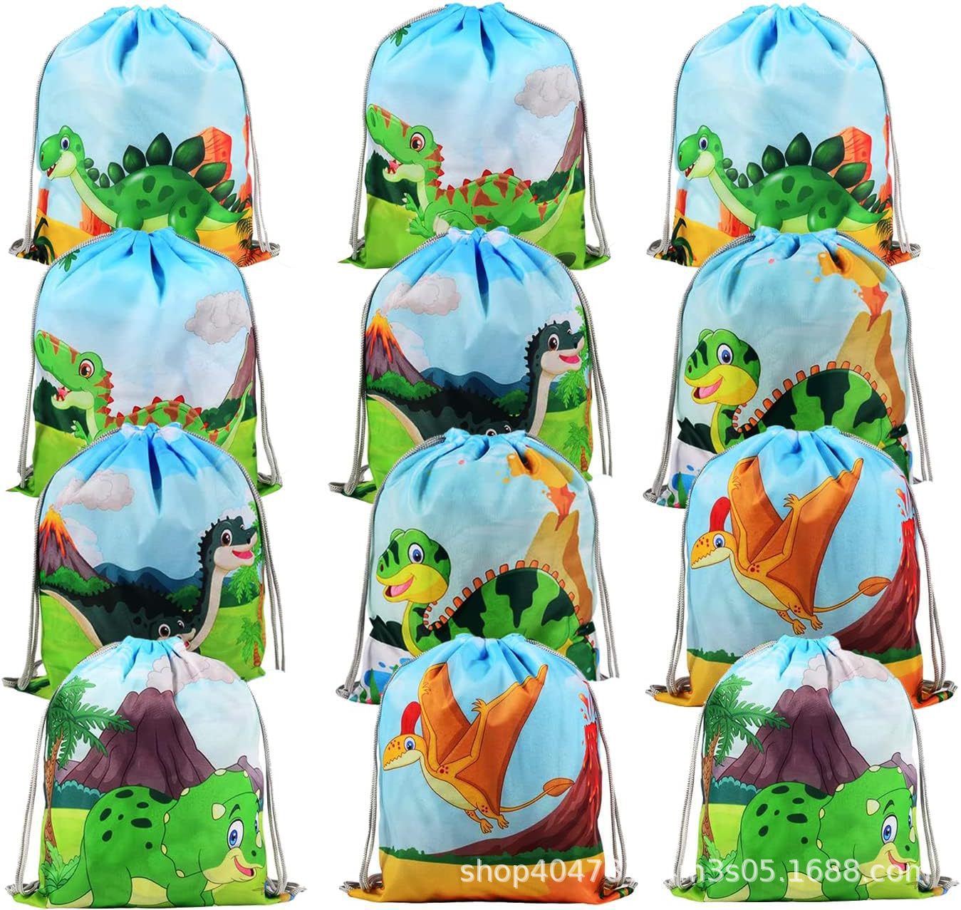 恐龙束口袋十二恐龙儿童生日派对抽绳双肩背包袋便携收纳袋跨境