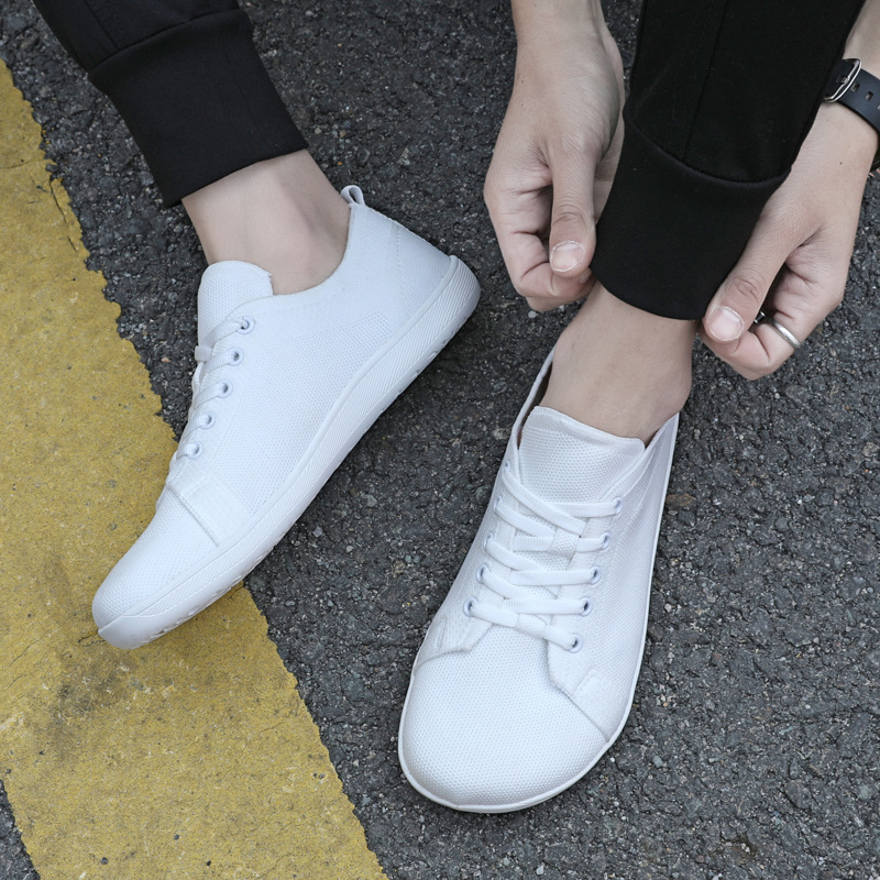 New breathable casual soft sole wide head shoes flat walking shoes wide last flying knitting shoes sports couple fitness shoes_voghion.com