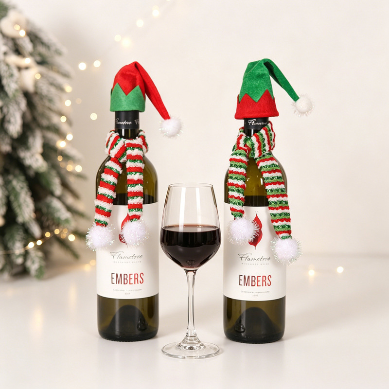 Ming Guan New Christmas Decorations Nordic Style Simple Mini Bottle Cap Champagne Beer Bottle Set Dining Table Atmosphere
