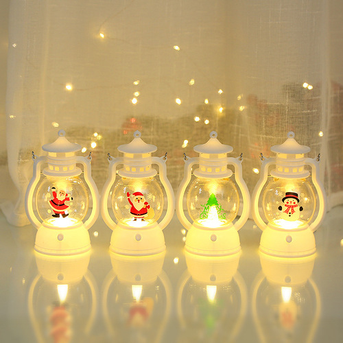 圣诞节装饰品小马灯手提小油灯LED电子蜡烛灯圣诞树场景布置挂件