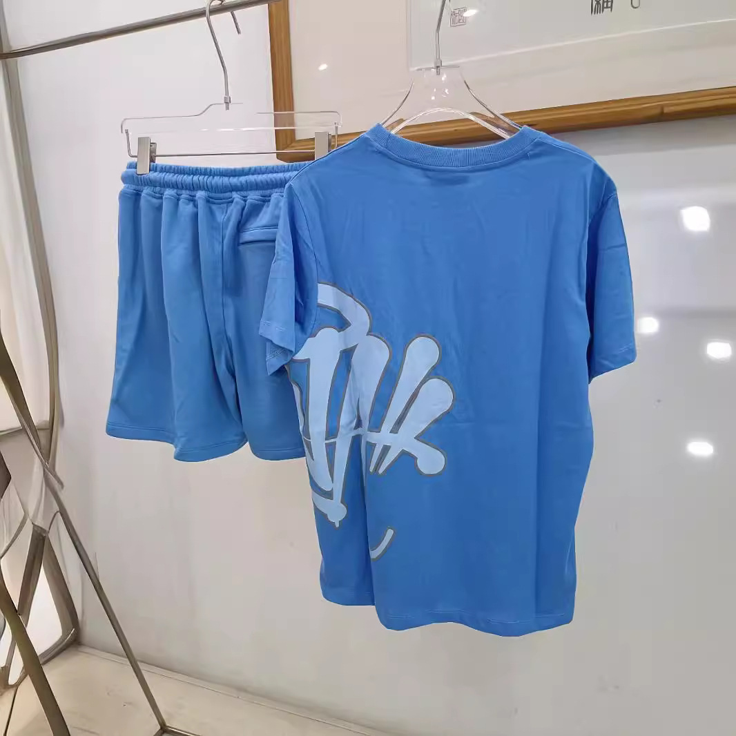 High Street hip hop espuma carta impresa de manga corta Camiseta pantalones cortos de los hombres de la marca de moda de verano de ocio traje deportivo