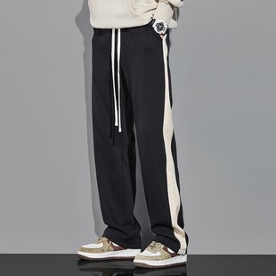 Autumn Sweatpants Men's Heavyweight American Fashion Brand Loose Straight Casual Pants Spring and Autum Knitted Cotton Wide-Leg Sports Pants