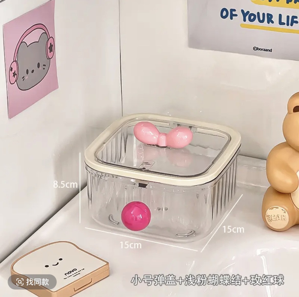 Streamer trắng cỡ vừa + nơ hồng + mũi tròn đỏ hồng