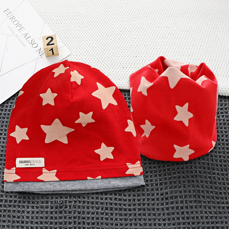 Demi-season kids' cotton set with scarf in Korean style, 2-8y, 48-54cm, multi-color options