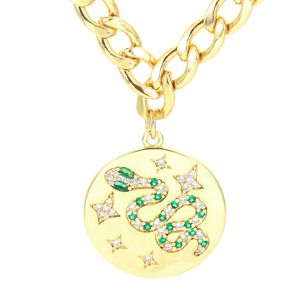 Fashion Snake Copper Plating Rhinestones Pendant Necklace