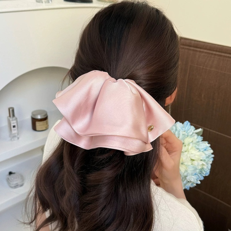 無地サテンリボン後頭部ヘアピン、スーパーフェアリーライト、豪華でファッショナブルなポニーテールクリップ、女性用の甘くてかわいいクリップ|undefined