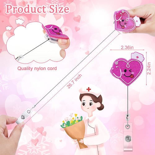 Amazon best-selling cross-border medical pattern acrylic badge clip with retractable pull-out fastener