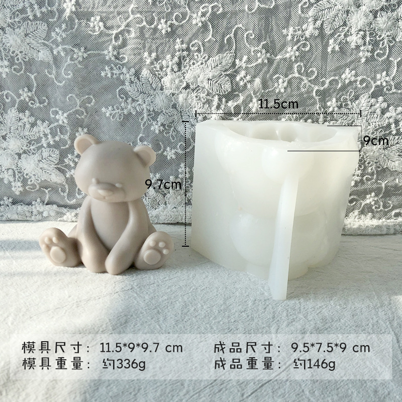 Estilo coreano oso molde ins fat pier oso molde de silicona DIY vela aromaterapia decoración de yeso sentado oso molde