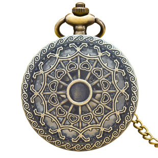 AliExpress Vintage Quartz Pocket Watch Large Mesh Face Gold Face Twelve Heart Carved Hollow Out Men's and Women's Gift Commemorative Watch