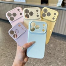 简约纯色侧边爱心大视窗适用苹果17promax手机壳iPhone16/15百搭