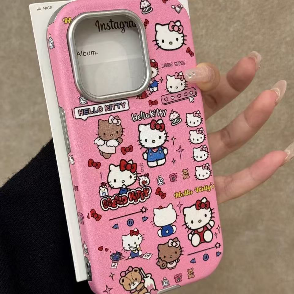 Chica corazón ins brillo a cuadros kt para iPhone 16PM funda para teléfono móvil Apple 15ProMax piel 14/13