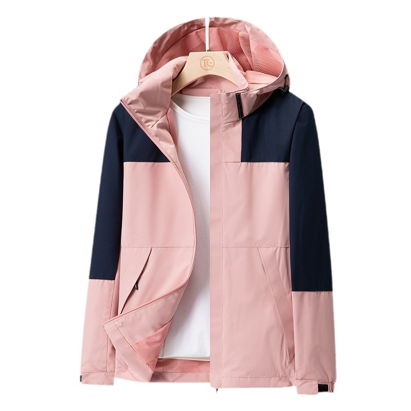 Primavera y otoño deportes al aire libre estilo de pareja al aire libre moda casual sombrero desmontable a juego chaqueta fina a prueba de viento para hombre