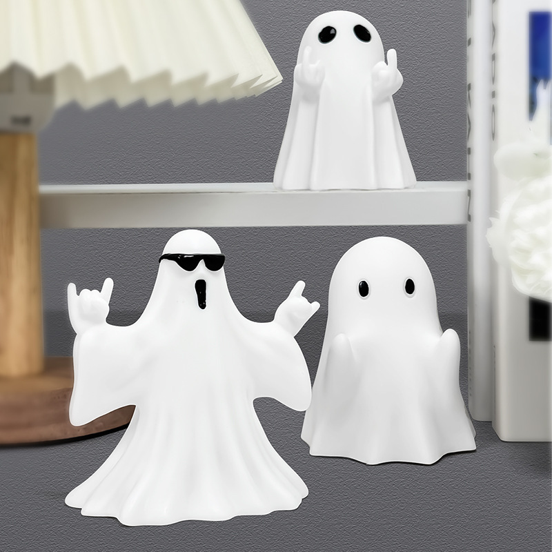 HalloweenGhostFigurine万圣节氛围布置雕像派对装饰趣味搪胶幽灵|undefined