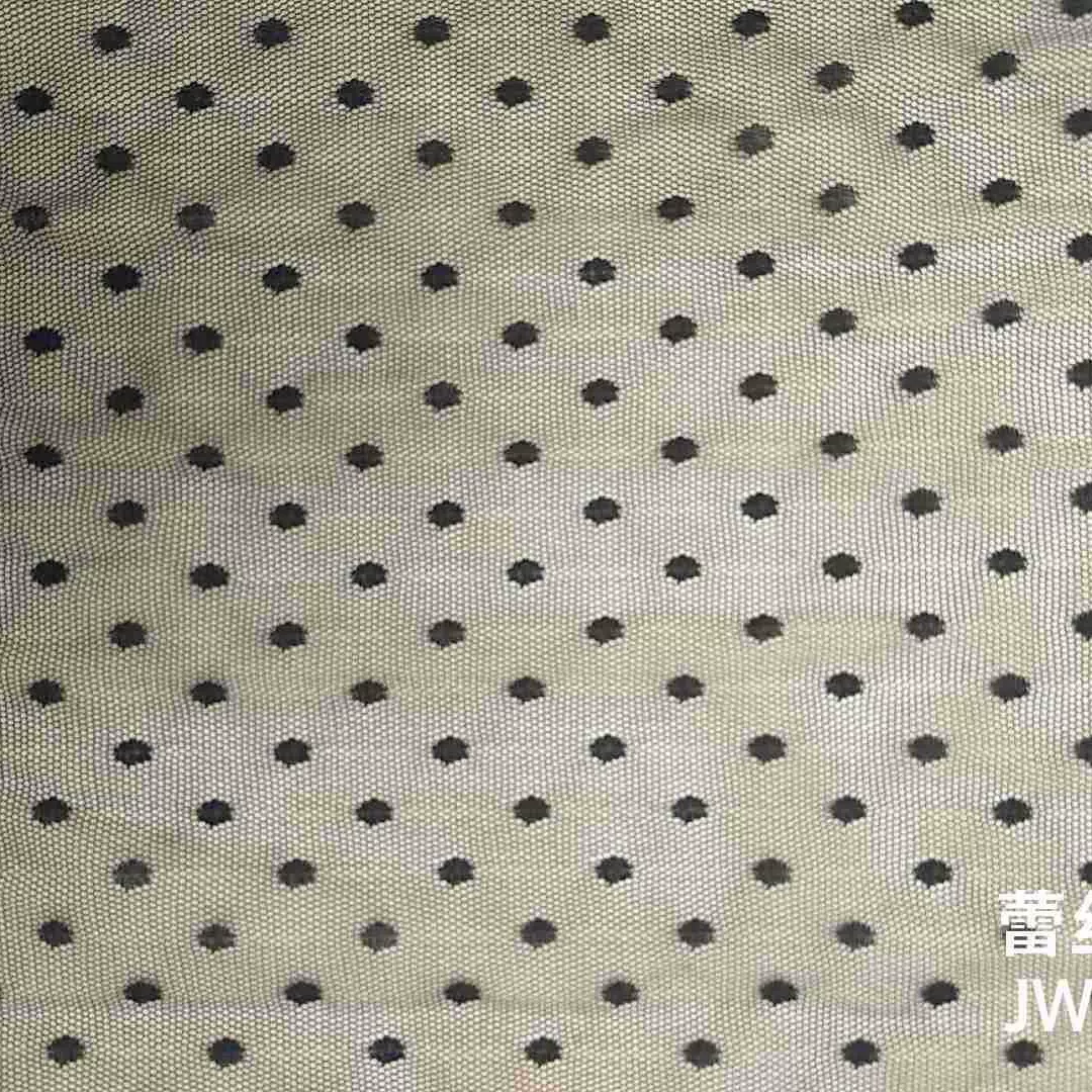 工厂现货黑色网布点点蕾丝面料服装辅料闪电拿货
