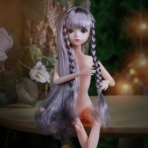 Grandma gray bangs double braid