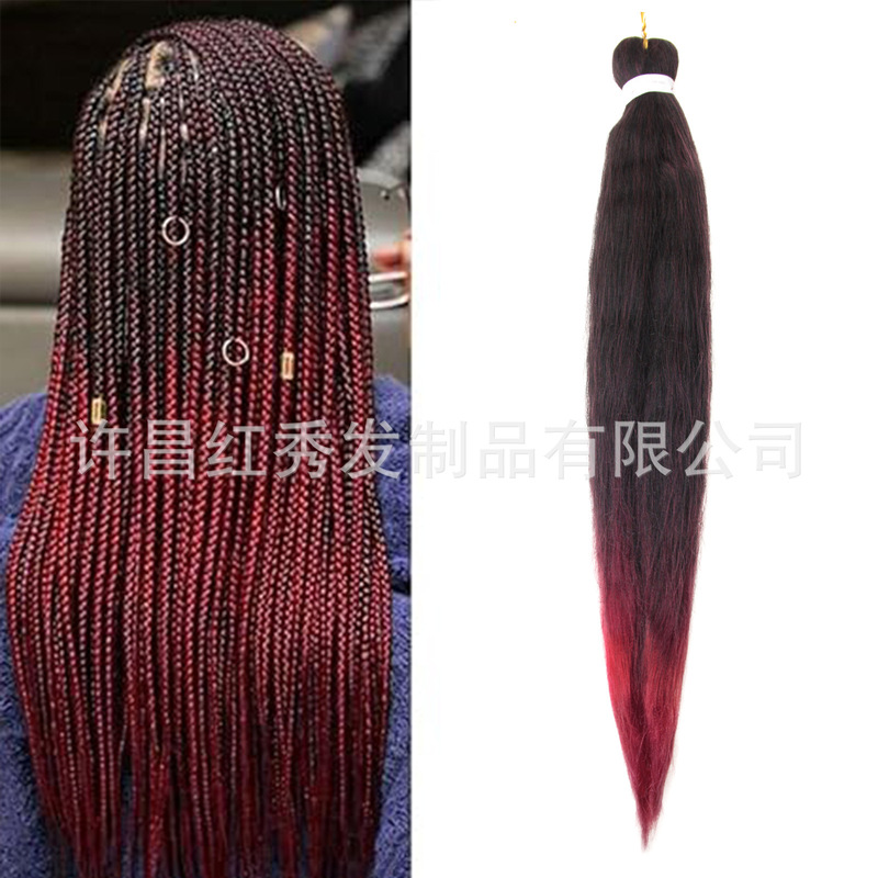 Xuchang Hongxiu easy braids European and American chemical fiber wig single mixed color 26 inch low temperature silk large braid hair