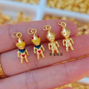 Gold 999 Pure Gold Ultraman Tiga Pendant Male and Female Baby Pendant Full Moon Baby Birthday Gift Wholesale