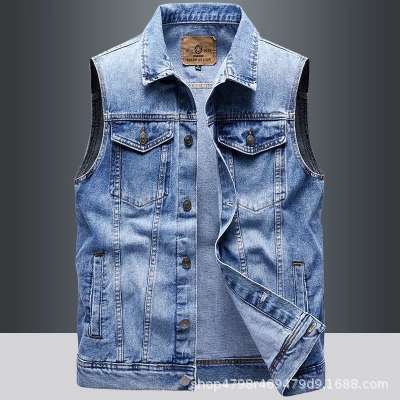 Denim Vest Pocket Jacket Men's Sleeveless Summer Coat Loose Trendy Workwear Waistcoat Retro Slim Vest Denim Vest Pocket Jacket Men's Sleeveless Summer Coat Loose Trendy Workwear Waistcoat Retro Slim Vest