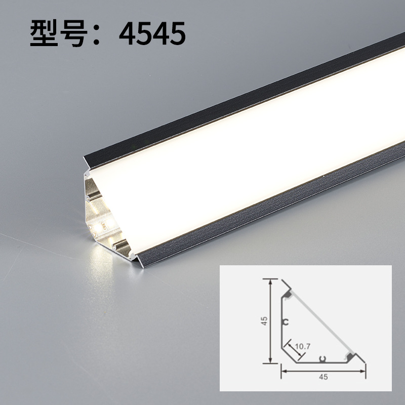 Sin ranurado, sin techo, sin techo, línea de ángulo superior, luz de línea de yeso, luz de línea de yeso, luz de perfil de aluminio con fuente de luz